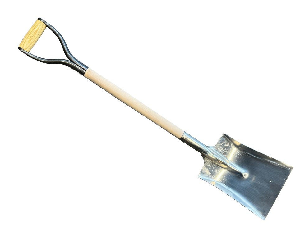 Aluminium transfer shovel small, with 80cm handle and plastic D-grip